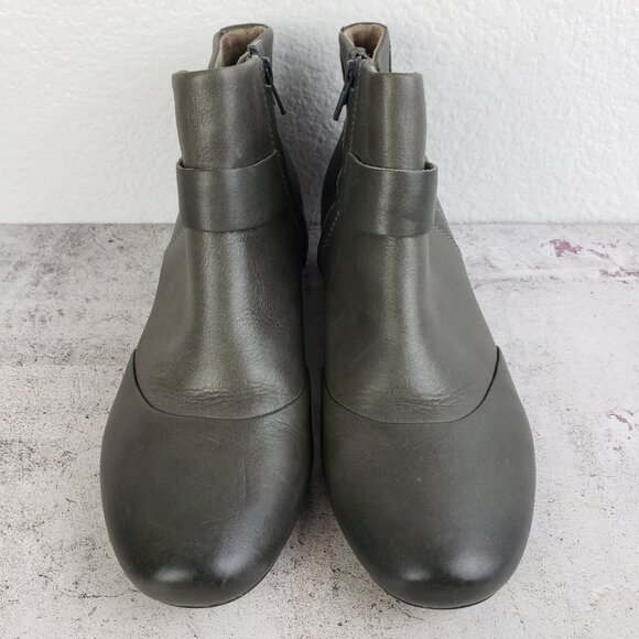 TAOS Ankle Booties Leather Side Zip Comfort Shoes Gray size 9 EU 40 Lagenlook - Picture 5 of 16